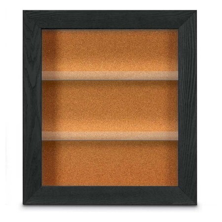 United Visual Products Outdoor Enclosed Combo Board, 42"x32", Blk Frame/Burgundy & Medium Grey UVCB4232ODB-BURGUN-MEDGRY